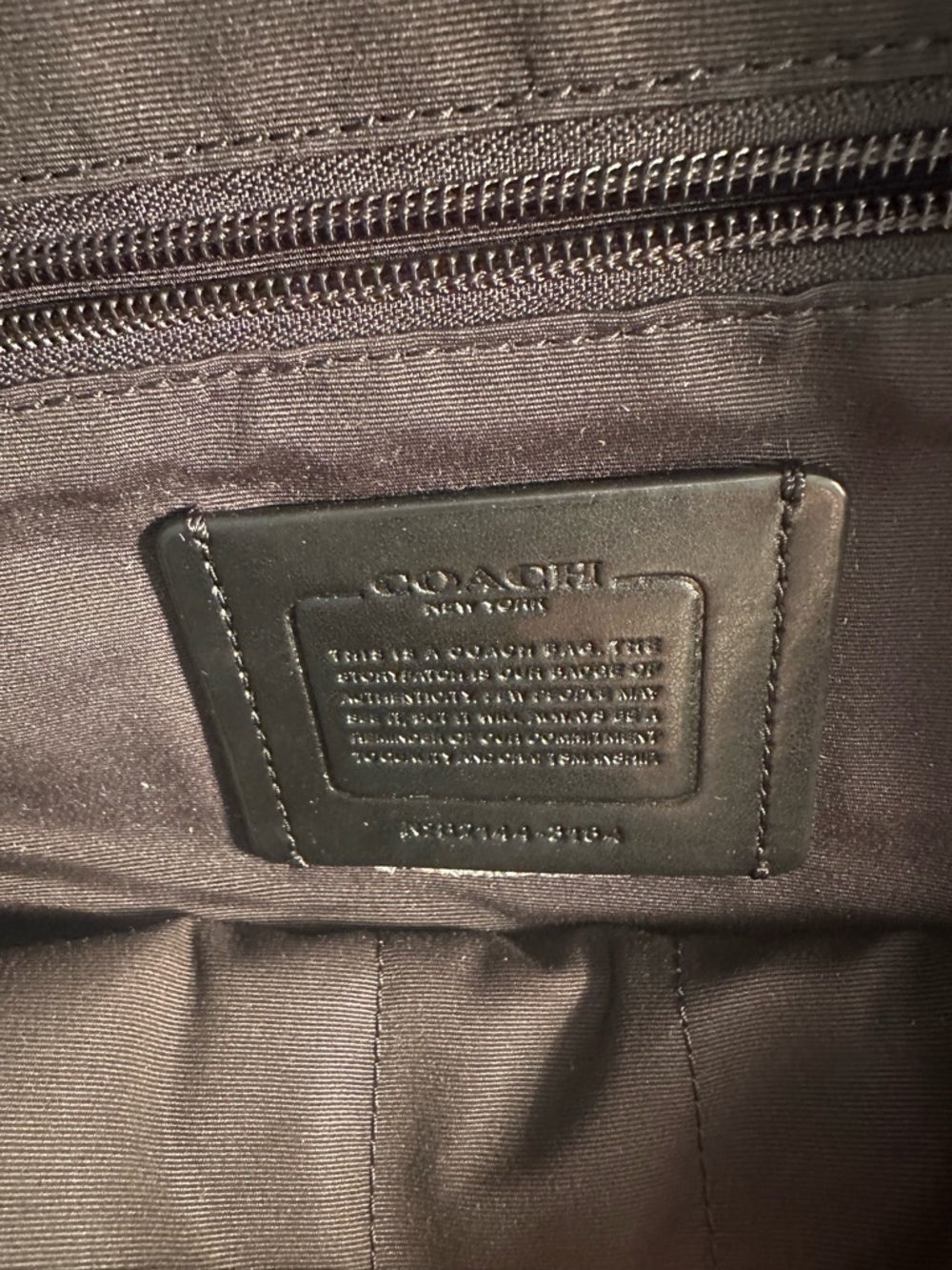 Coach Black Leather Backpack with Brown and Navy Stripe Detailing - Picture 4 of 16